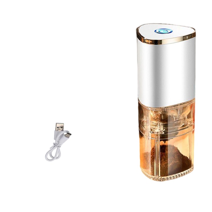 Автоматична кафемелачка MT, Разделен дизайн, регулируема едрост на смилане, малка преносима кафемелачка, бял