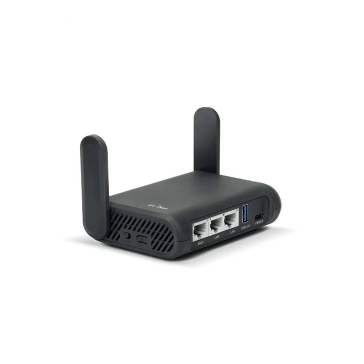 Vezeték nélküli utazó router, VPN titkosítás, kétsávos Wi-Fi, OpenWrt, 1200 Mbps, GL-A1300 US