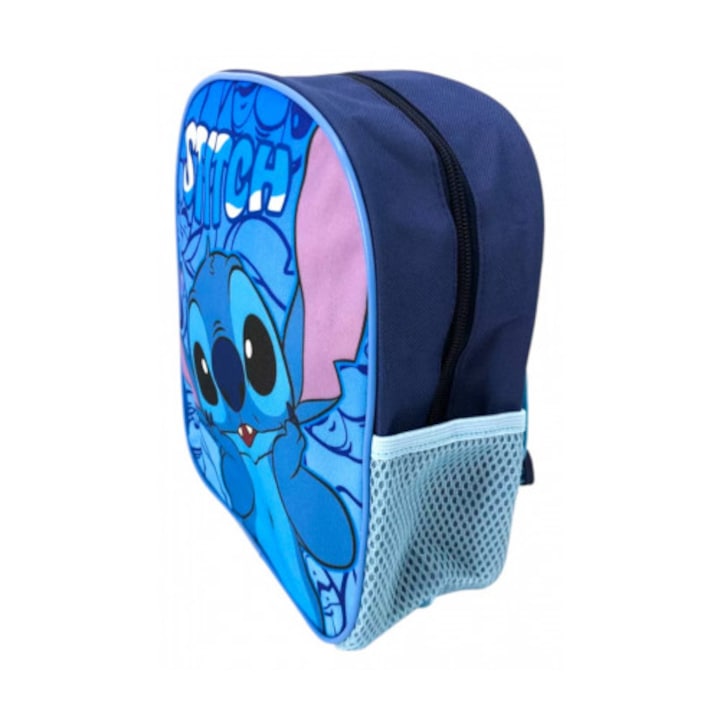 Gyerek hátizsák, 26x22x10 cm, megerősített és állítható pántokkal, kék, Stitch