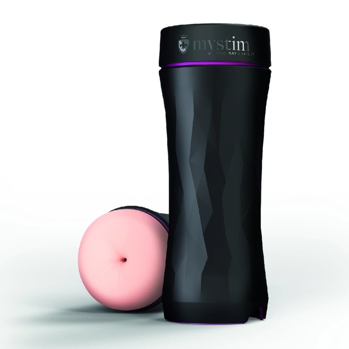 Masturbator anatomic Mystim Opus E, tehnologie de electrostimulare, 21,5cm, ABS, elastomer termoplastic