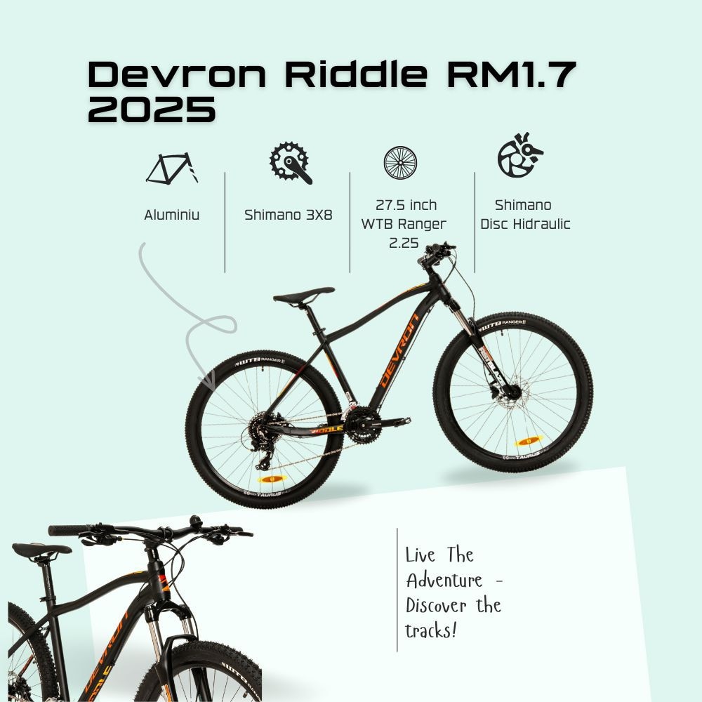Bicicleta Mtb Devron Riddle RM1.7 2025 - 27.5 Inch, S, Negru - eMAG.ro