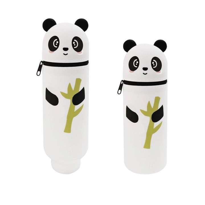 Penar ORBER pliabil din silicon cu panda, portabil, cu fermoar, 22x10cm