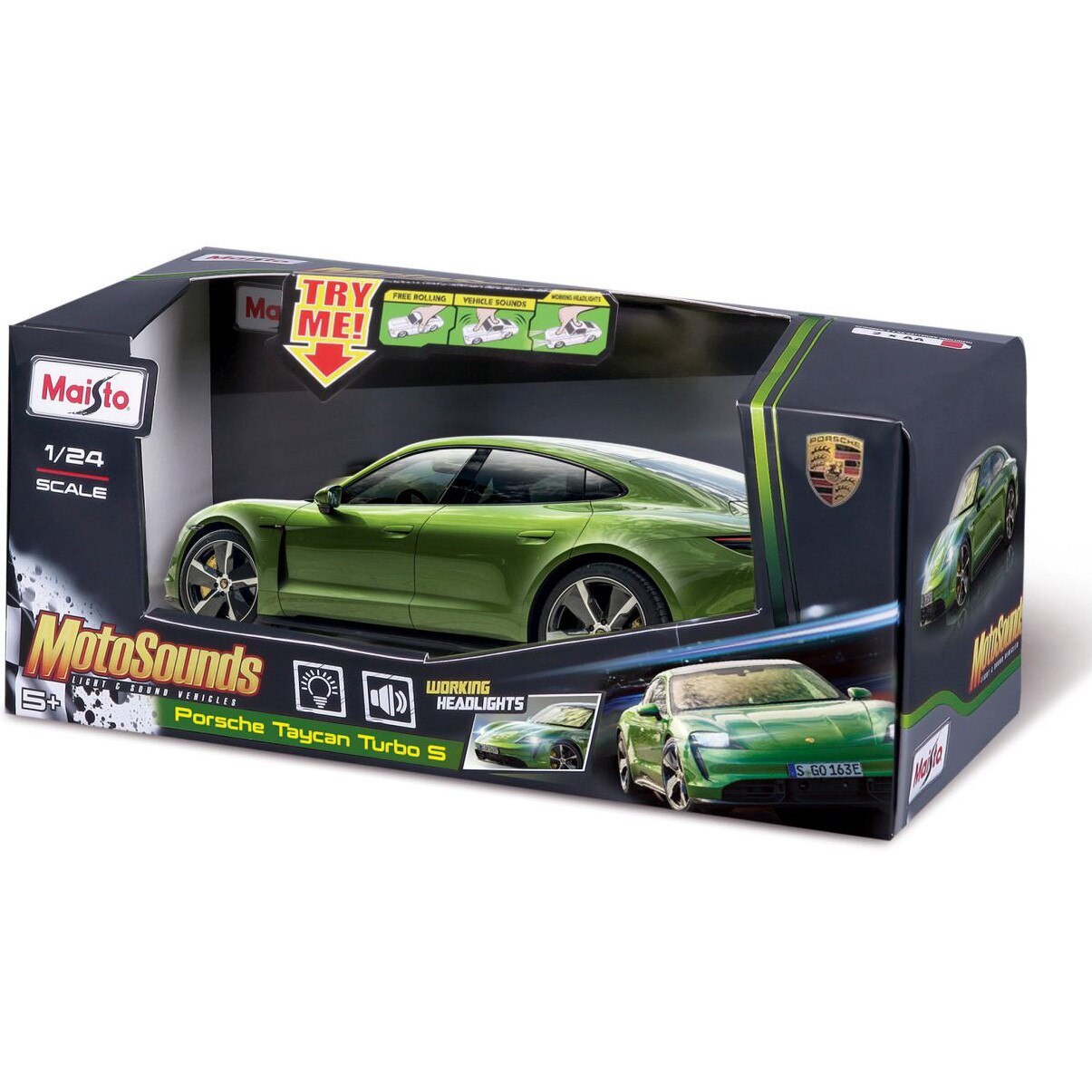 Masinuta Maisto MotoSounds - Porsche Taycan Turbo S, cu lumini si sunete, 1:24