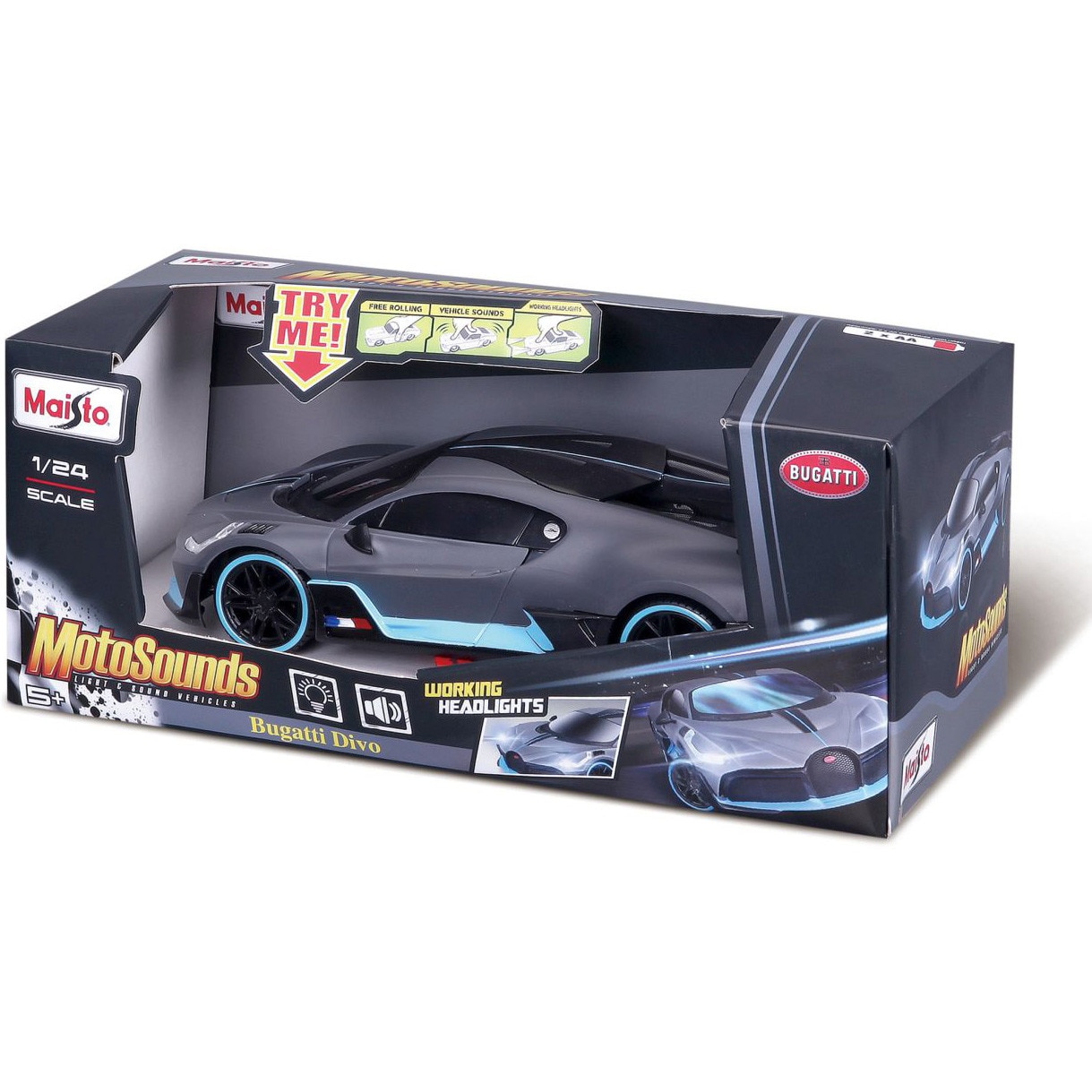 Masinuta Maisto MotoSounds - Bugatti Divo, cu lumini si sunete, 1:24