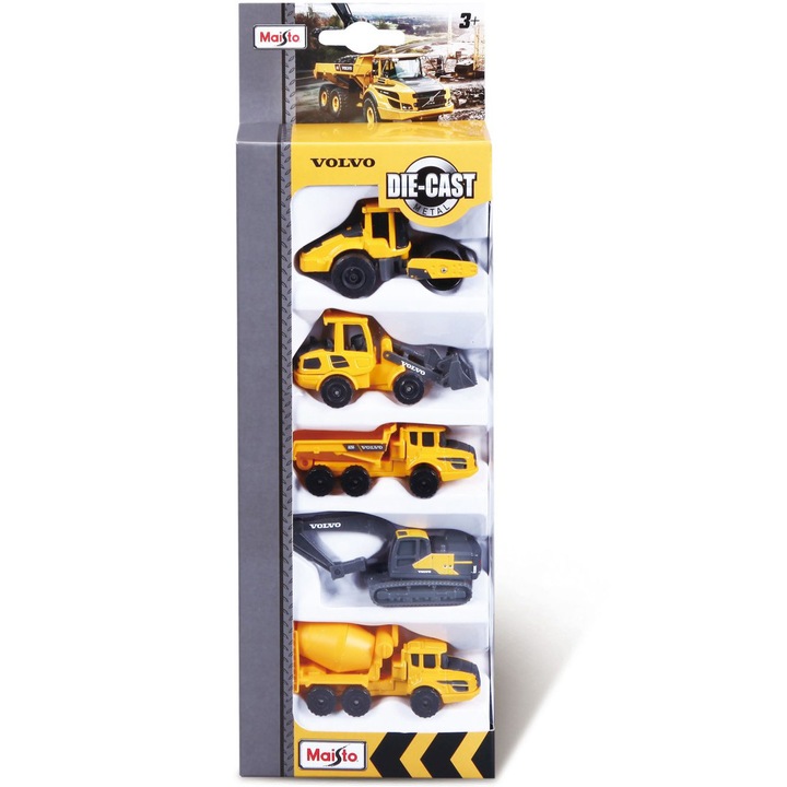 Комплект от 5 колички Maisto - Строителни машини Volvo