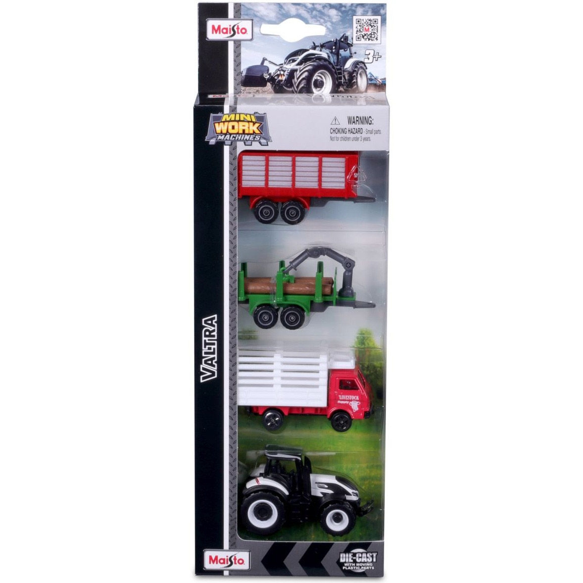 Set 4 utilaje agricole Maisto - Mini Work Machines, Valtra