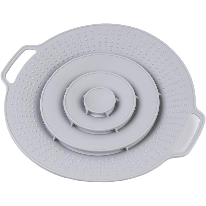 Túlcsordulásgátló edényfedél, megakadályozza az edény felforrását, 12 hüvelykes szilikon túlcsordulásgátló edényfedél multifunkcionális konyhai eszköz, sütőhöz, mikrohullámú sütőhöz, tálhoz, szürke