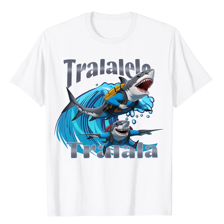 Személyre szabott gyerek póló, Tralalelo Tralala, fehér, unisex, pamut, 190g, 4-12 éves korig