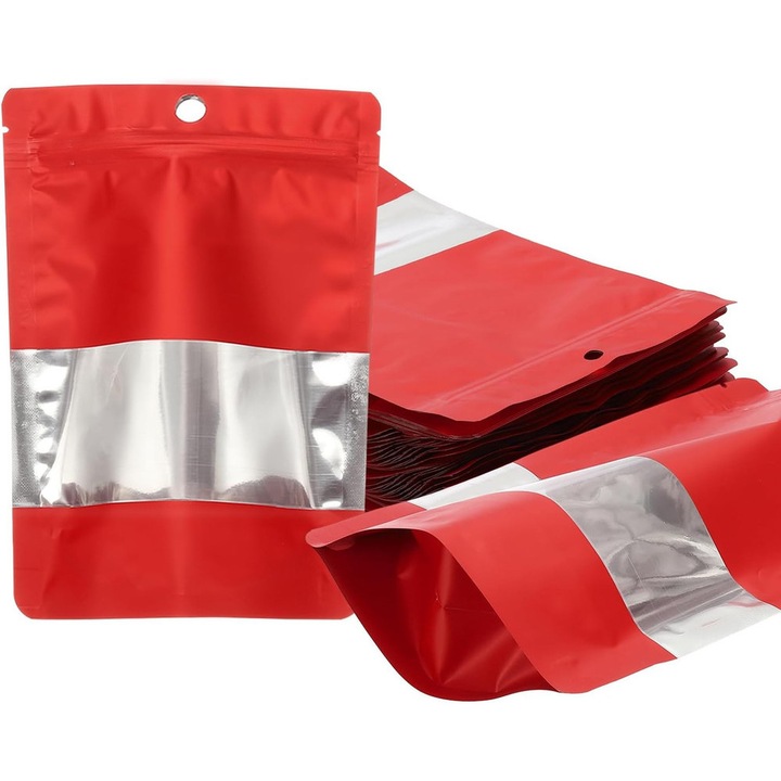 Élelmiszeres zacskók, 100 darab, piros, 9x13cm