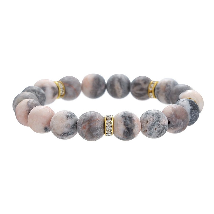 Гривна Зебра от естествен матиран камък, 19см, 1 брой