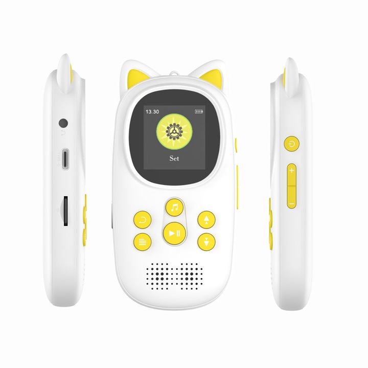 Player MP3 pentru copii, 32GB, Bluetooth 5.0, design iepuras, galben