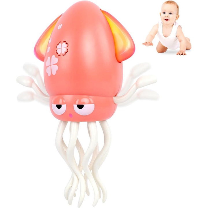 Interaktív játék, polip, akadályelkerülő technológia, USB töltés, rózsaszín