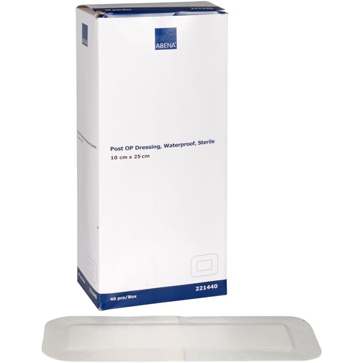 Plasturi sterili, Abena, impermeabili, antibacterieni, 10x25 cm, 40 buc.