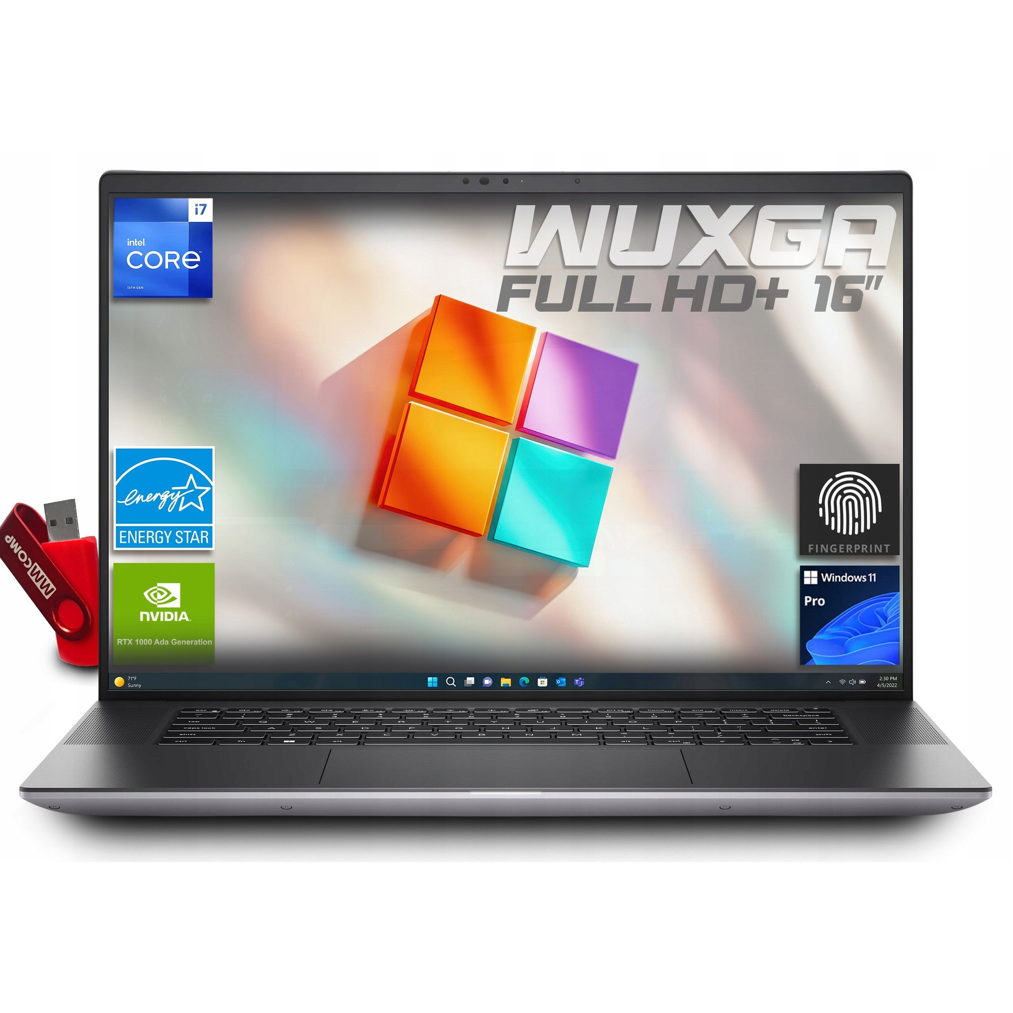 Лаптоп Dell Precision 5680 i7 32GB 1TB 16" FHD+ IPS RTX ADA 6GB FPR LED ...