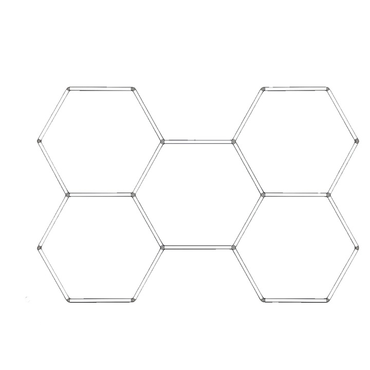 Garázsvilágítás, hatszögletű kialakítás, 5 lyuk, standard méretek, tartós PC anyag