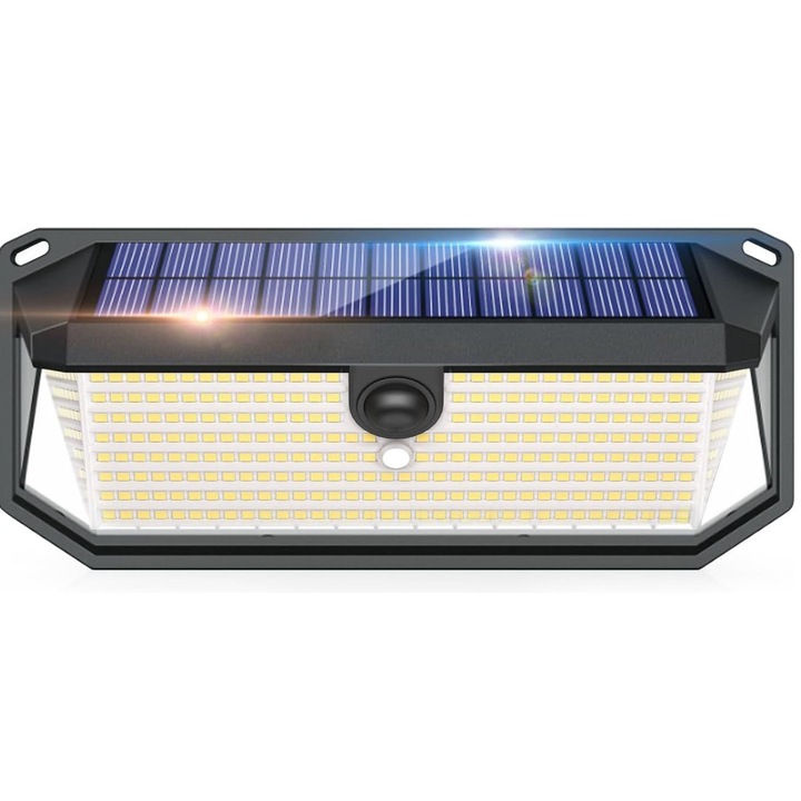 Lampa solara KOOPAO, 2000LM, 388 LED, IP65, 3 moduri, unghi larg 270, pentru curte, garaj, gradina
