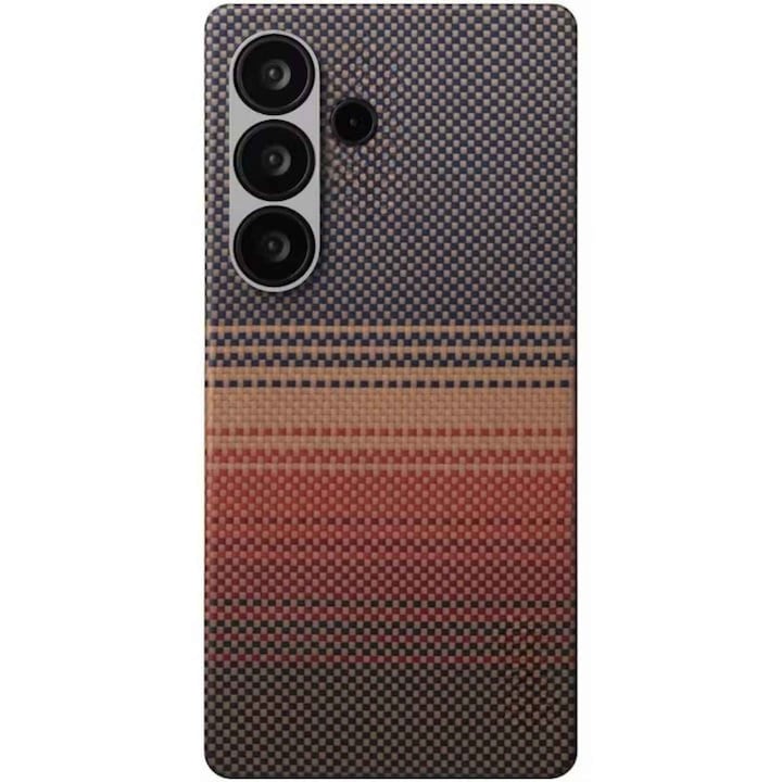 Калъф за телефон за Samsung Galaxy S25, карбон Kevlar, защита от удар, MagSafe, ZYciyci®, PC, sunset gold