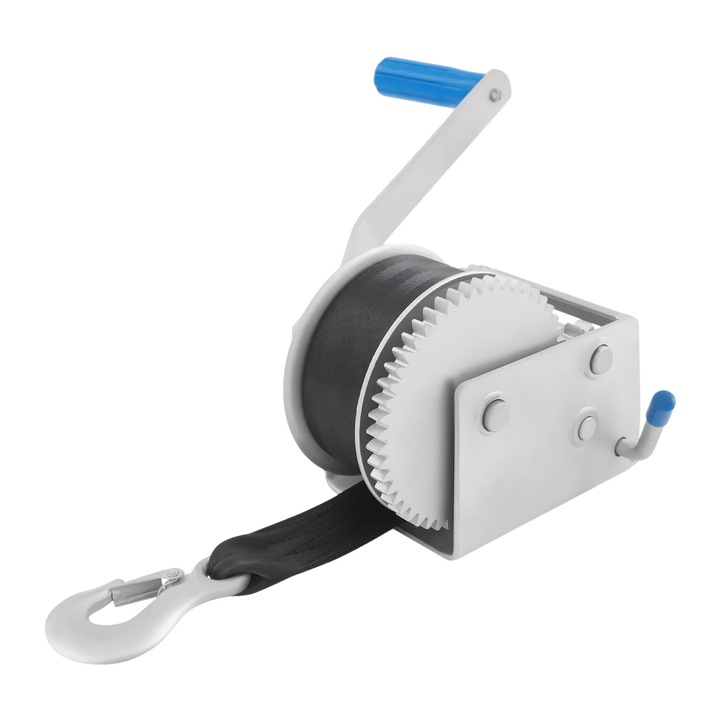 Winch manual, 3 rapoarte de transmisie, functie de blocare, 1500kg, 8m