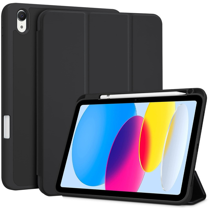 Husa tableta pentru iPad 11th gen 11-inch 2025 si iPad 10th gen 10.9-inch 2022, compartiment pentru Apple Pencil, design tri-fold, PU, TPU, ZYciyci®, neagra
