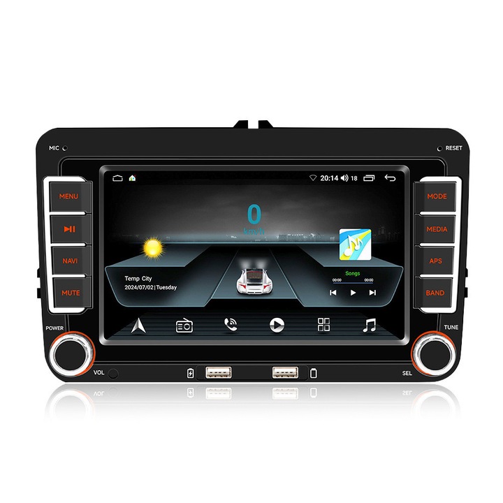 Navigatie auto, 7 inch touchscreen HD, CarPlay si Android Auto wireless, GPS, camera marsarier HD, compatibil VW Golf Plus MK5 Jetta III V Passat 3C B6 C3 Variant Wagon, OUYLAF, Negru
