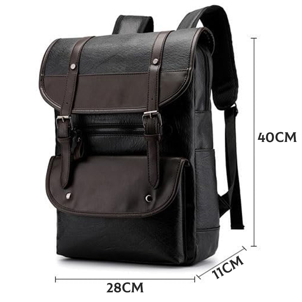Rucsac multifunctional pentru laptop, piele PU, fermoare duble, reglabile, hidrofug, bretele respirabile, 28*11*40cm, TOIITKQ, negru