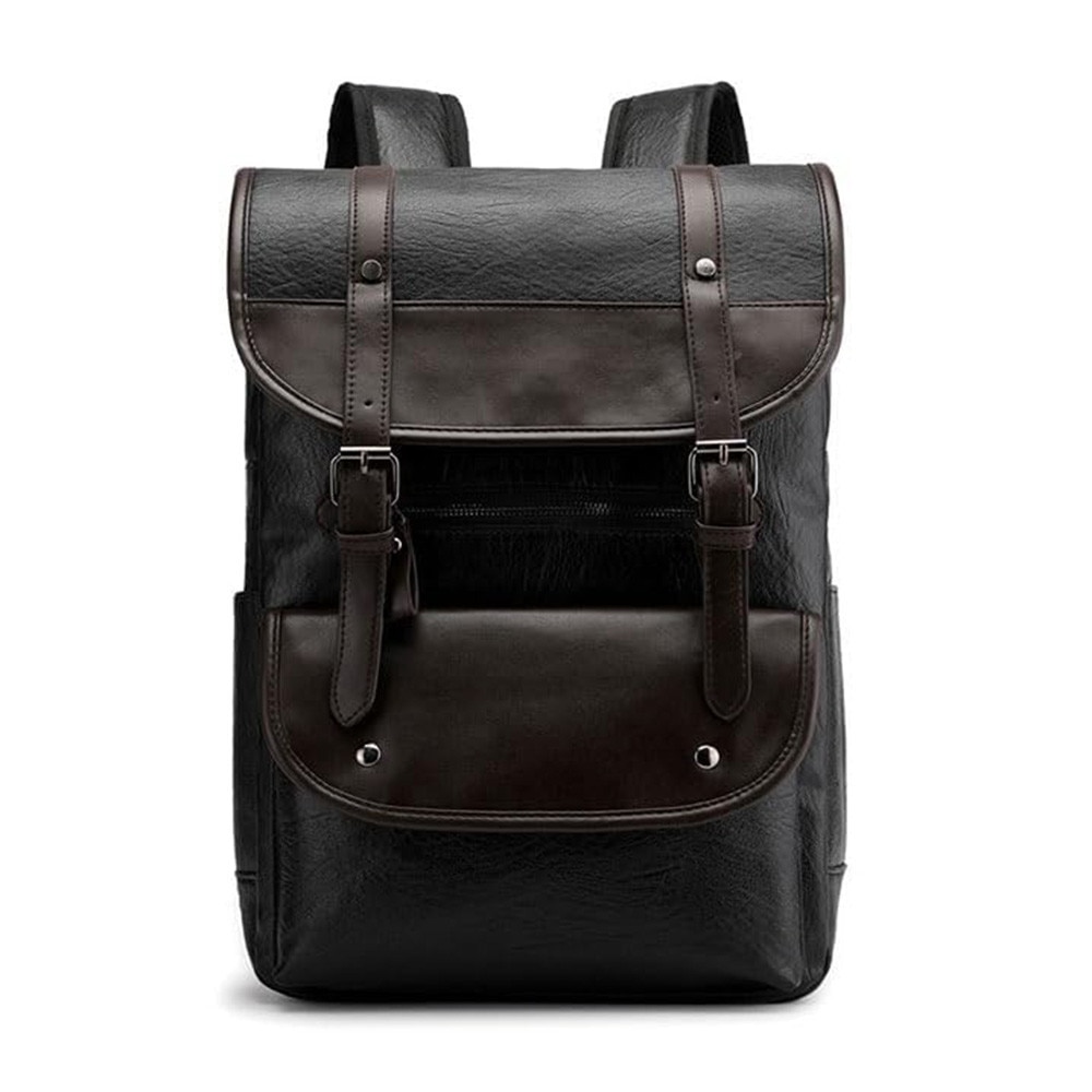 Rucsac multifunctional pentru laptop, piele PU, fermoare duble, reglabile, hidrofug, bretele respirabile, 28*11*40cm, TOIITKQ, negru