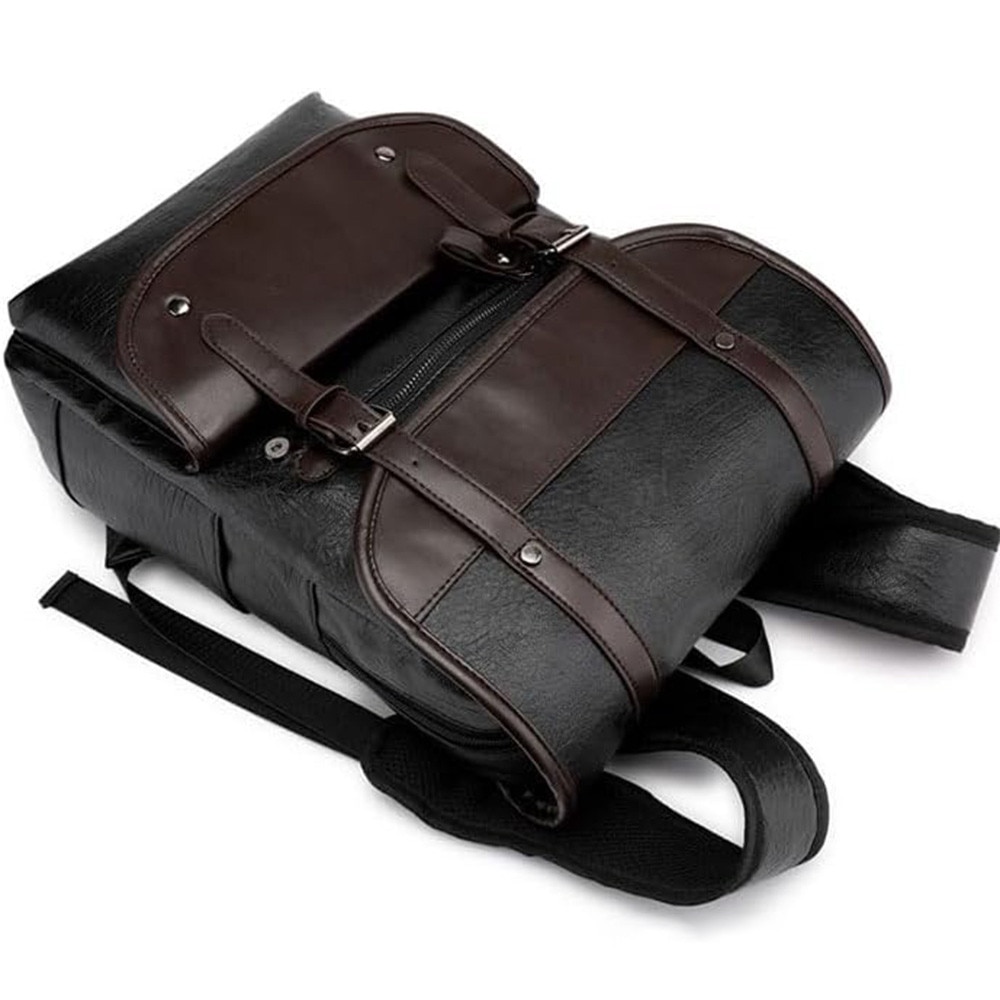 Rucsac multifunctional pentru laptop, piele PU, fermoare duble, reglabile, hidrofug, bretele respirabile, 28*11*40cm, TOIITKQ, negru