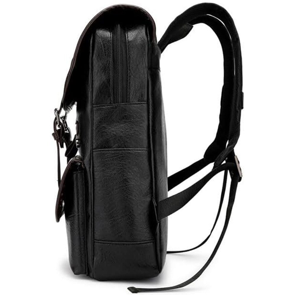 Rucsac multifunctional pentru laptop, piele PU, fermoare duble, reglabile, hidrofug, bretele respirabile, 28*11*40cm, TOIITKQ, negru
