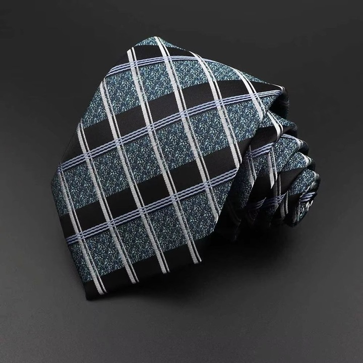 Cravata barbatesca, PICADILI, CR031, geometric, Verde/Negru, 146x8cm