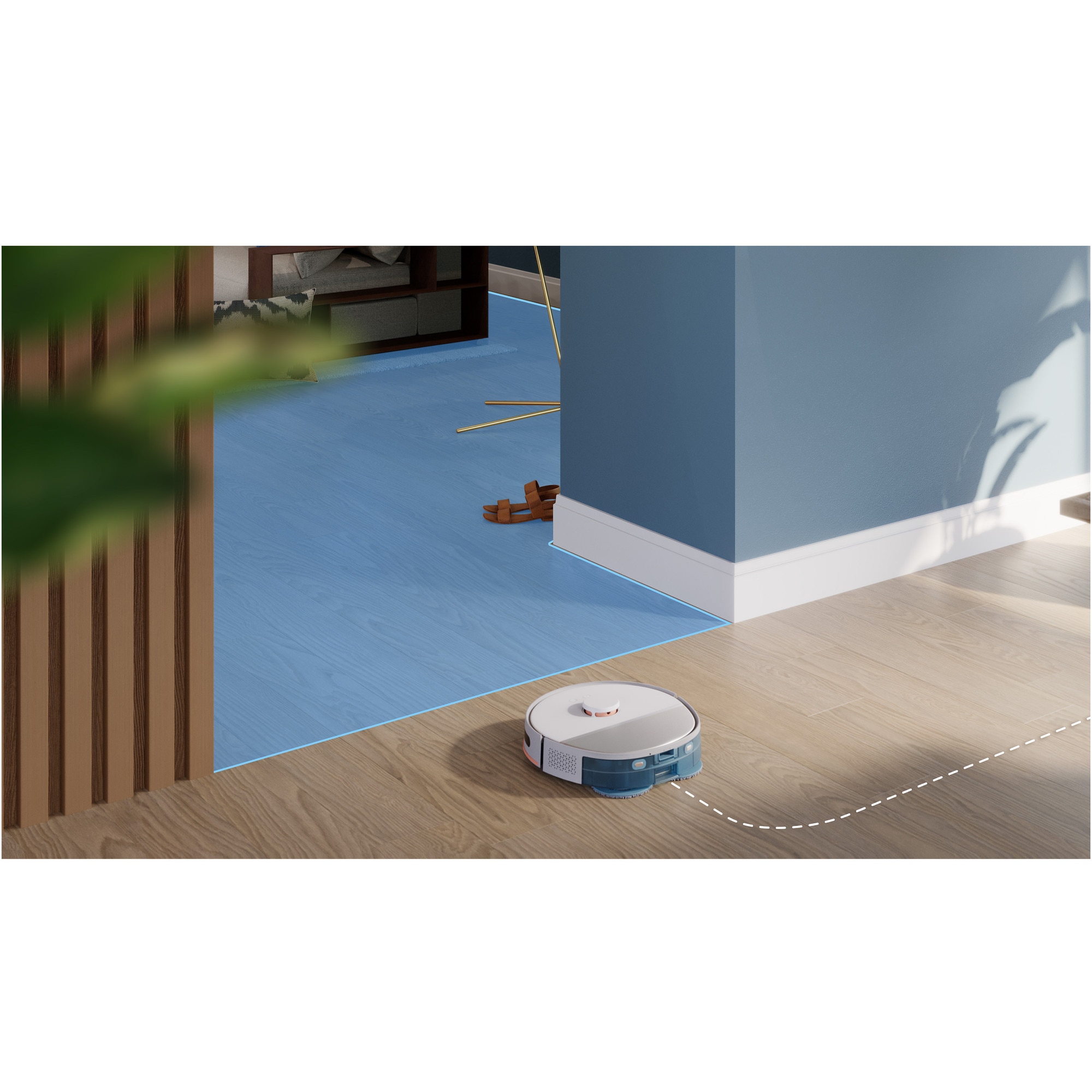Aspirator robot si mop Philips XU5100/20 seria 5000, statie de golire automata, navigare LDS, mop rotativ, 10.000 Pa, Perie antiîncurcare, Detectare obstacole mici, Detectare automata a covoarelor, culoare bej