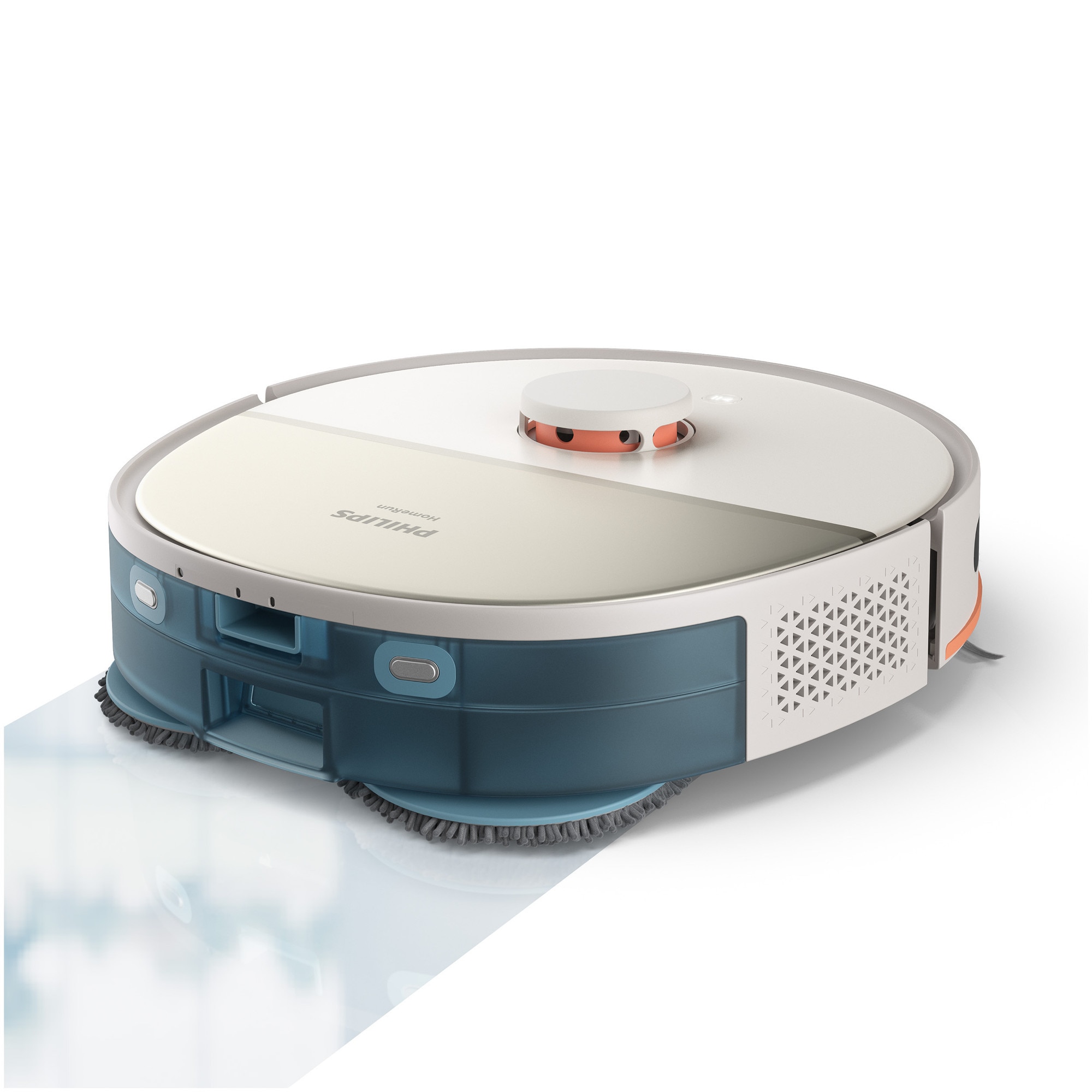 Aspirator robot si mop Philips XU5100/20 seria 5000, statie de golire automata, navigare LDS, mop rotativ, 10.000 Pa, Perie antiîncurcare, Detectare obstacole mici, Detectare automata a covoarelor, culoare bej