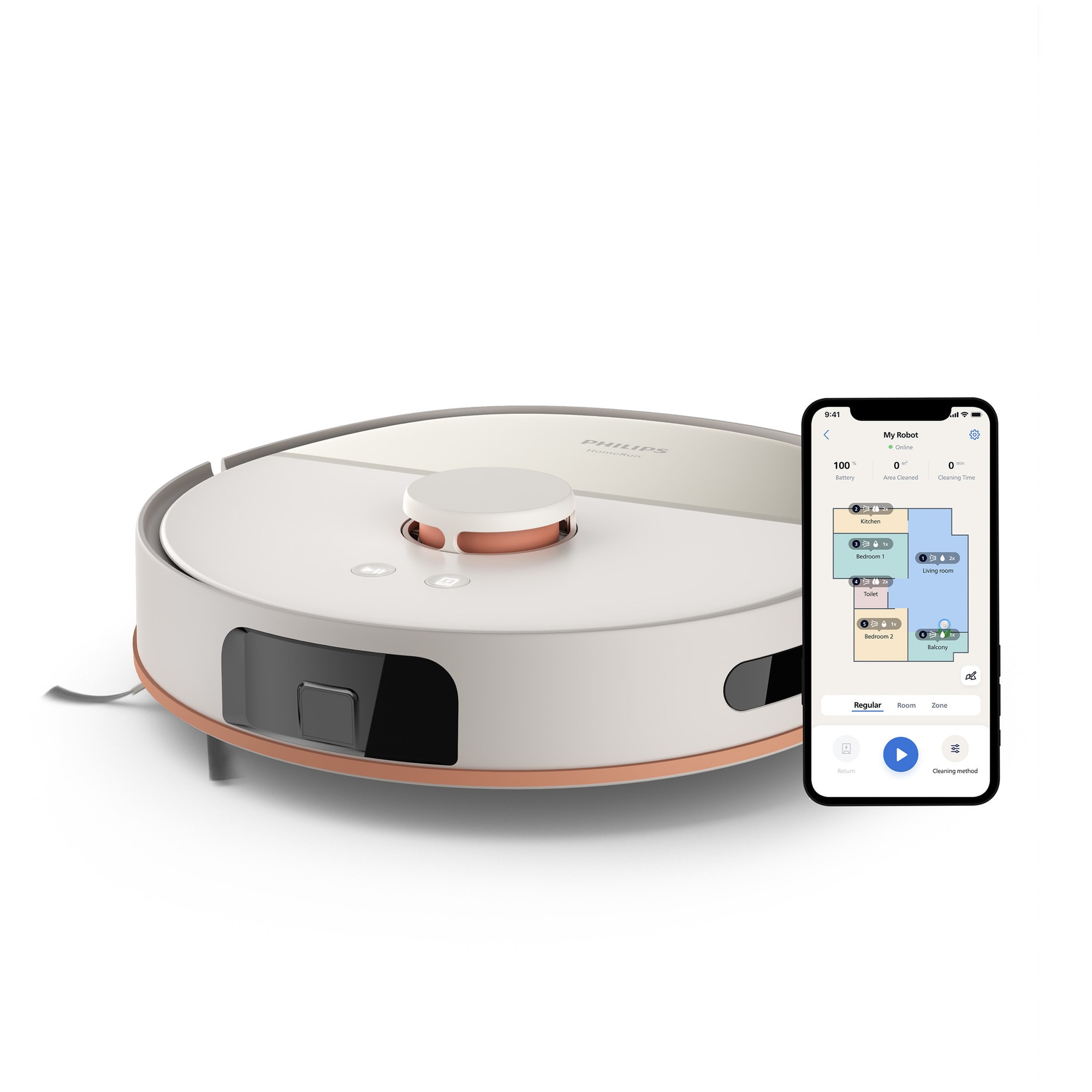 Aspirator robot si mop Philips XU5000/20 seria 5000, navigare LDS, mop rotativ, 10.000 Pa, perie antiîncurcare, detectare obstacole mici, detectare automata a covoarelor, culoare a