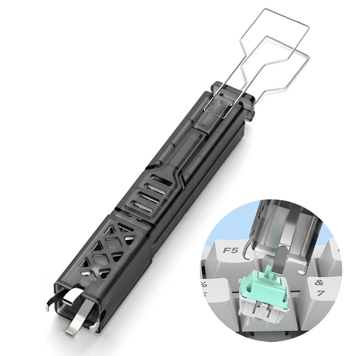 Extractor taste si switch-uri tastatura mecanica, eleBite®, 2 in 1, potrivit pentru keycaps si switch-uri, design ergonomic, utilizare usoara, 116x22x22 mm, negru