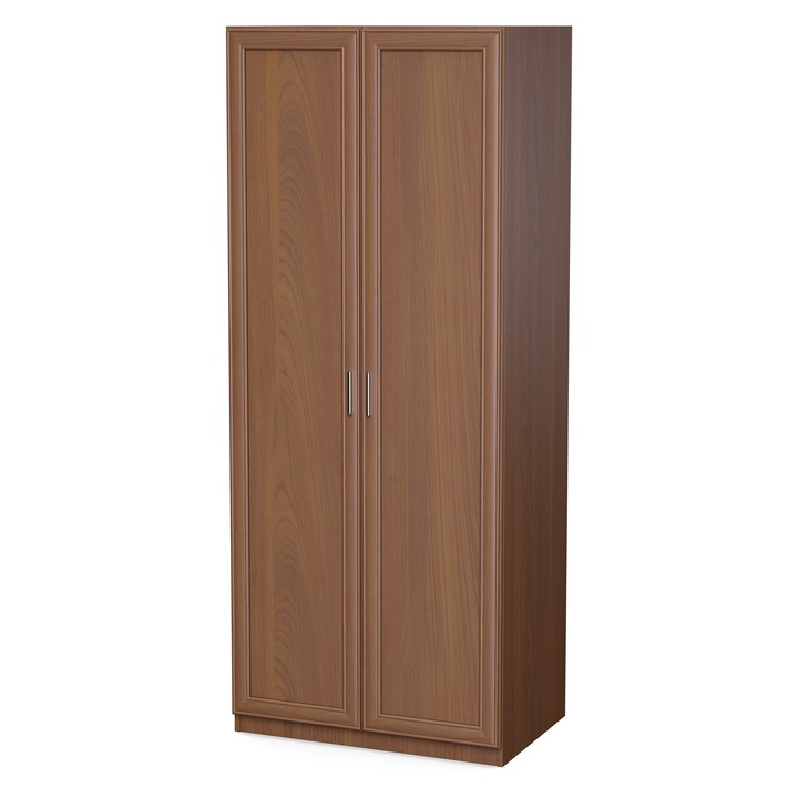 Dulap, Meblast, 90x220x55 cm, Compatibil cu Seturile Livio/Stilo/Modena, PAL 18 mm, Cu Bara si Rafturi, Balamale GTV, Cant PVC Ranforsat, Spate din HDF, Cires Porto