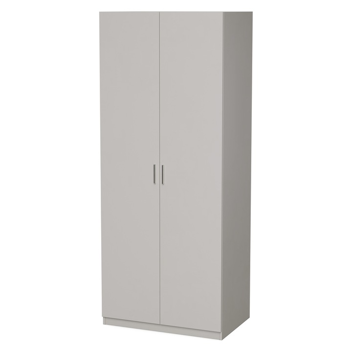 Dulap, Meblast, 90x220x55 cm, Compatibil cu Seturile Livio/Stilo/Modena, PAL 18 mm, Cu Bara si Rafturi, Balamale GTV, Cant PVC Ranforsat, Spate din HDF, Bej Casmir