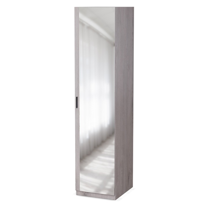 Dulap Tip Soldat, Meblast, 50x220x55 cm, PAL 18 mm, Cu Oglinda, Balamale GTV, Cu Bara si Rafturi, Stejar Lumberjack Frost