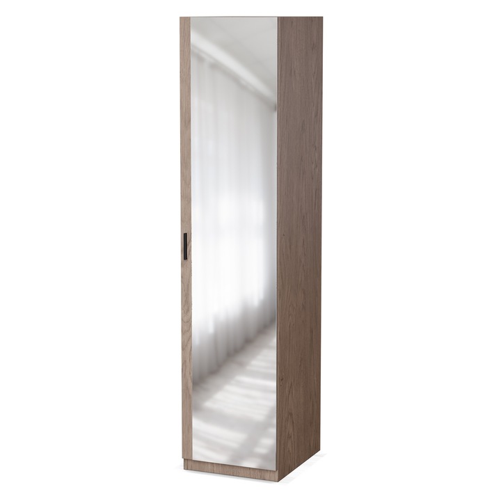 Dulap Tip Soldat, Meblast, 50x220x55 cm, PAL 18 mm, Cu Oglinda, Balamale GTV, Cu Bara si Rafturi, Stejar Baltic Dune