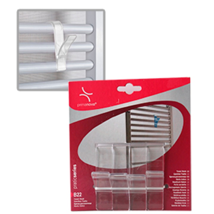 Set 4 cuiere RAKI prosoape baie transparent