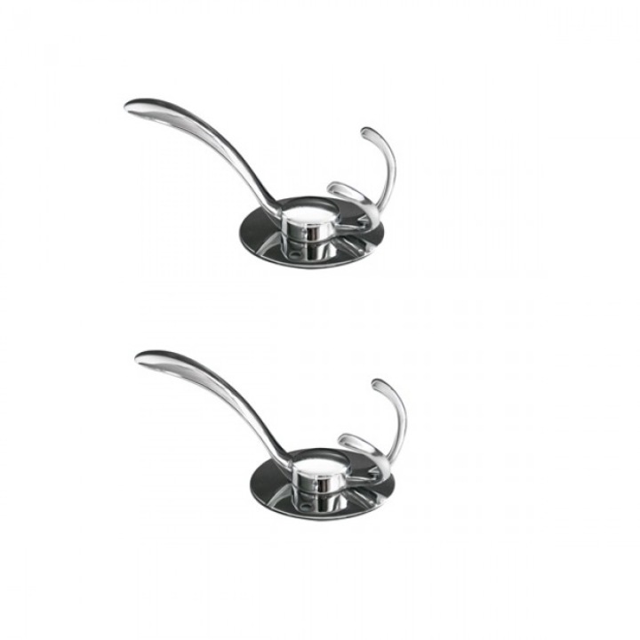 Set 2 cuiere baie cromat cu 2 agatatoare