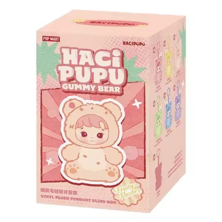 Jucarie de plus Hacipupu Gummy Bear, misterybox, multicolor, 17 cm, BimBimBo, ursuletul bebelus