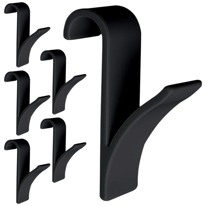 6 db-os radiátorhorog készlet, Vilde, 6x2,5x9,5 cm, ellenálló anyagból, fúrás nélküli szerelés, akár 2,5 cm vastag radiátorokhoz is illeszkedik, univerzális otthoni használatra, fekete