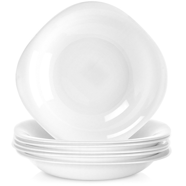 Set 6 Farfurii De Pranz, Orion, Luna, 21x21x3.5 cm, 500 ml, Sticla, Forma Patrata Cu Margini Rotunjite, Potrivite Pentru Masina De Spalat Vase Si Cuptor Cu Microunde, Rezistente La Temperaturi Ridicate Pana La Max. +100°C, Alb