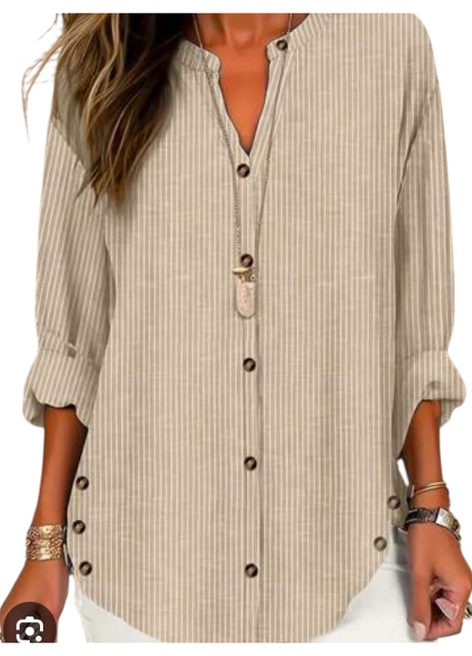 Lezser, nyári ing, krémszínű, fehér csíkokkal, L