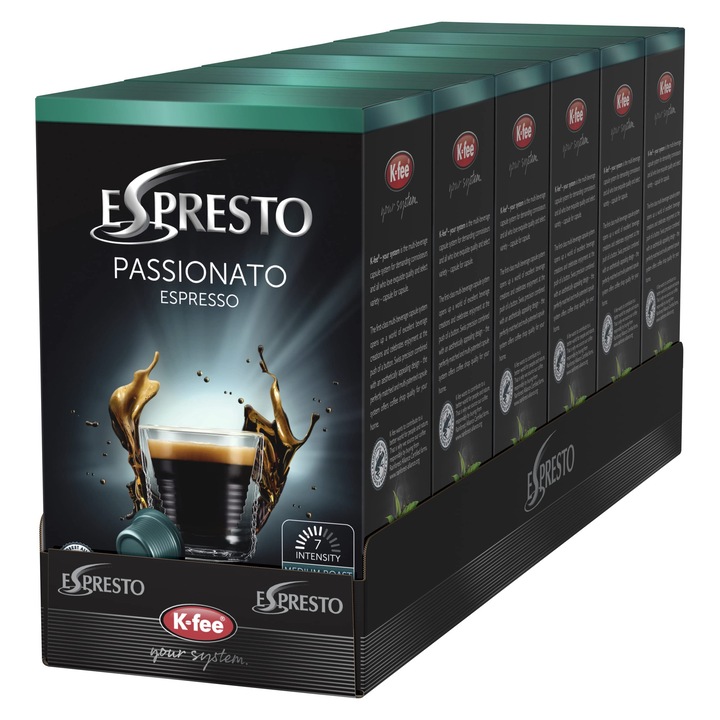Capsule de cafea Espresto Passionato, intensitate 7/12, set 96 capsule, ciocolată caldă
