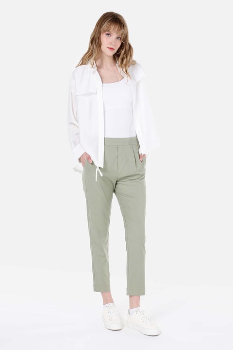 COLIN'S, Pantaloni crop cu talie inalta, Verde deschis