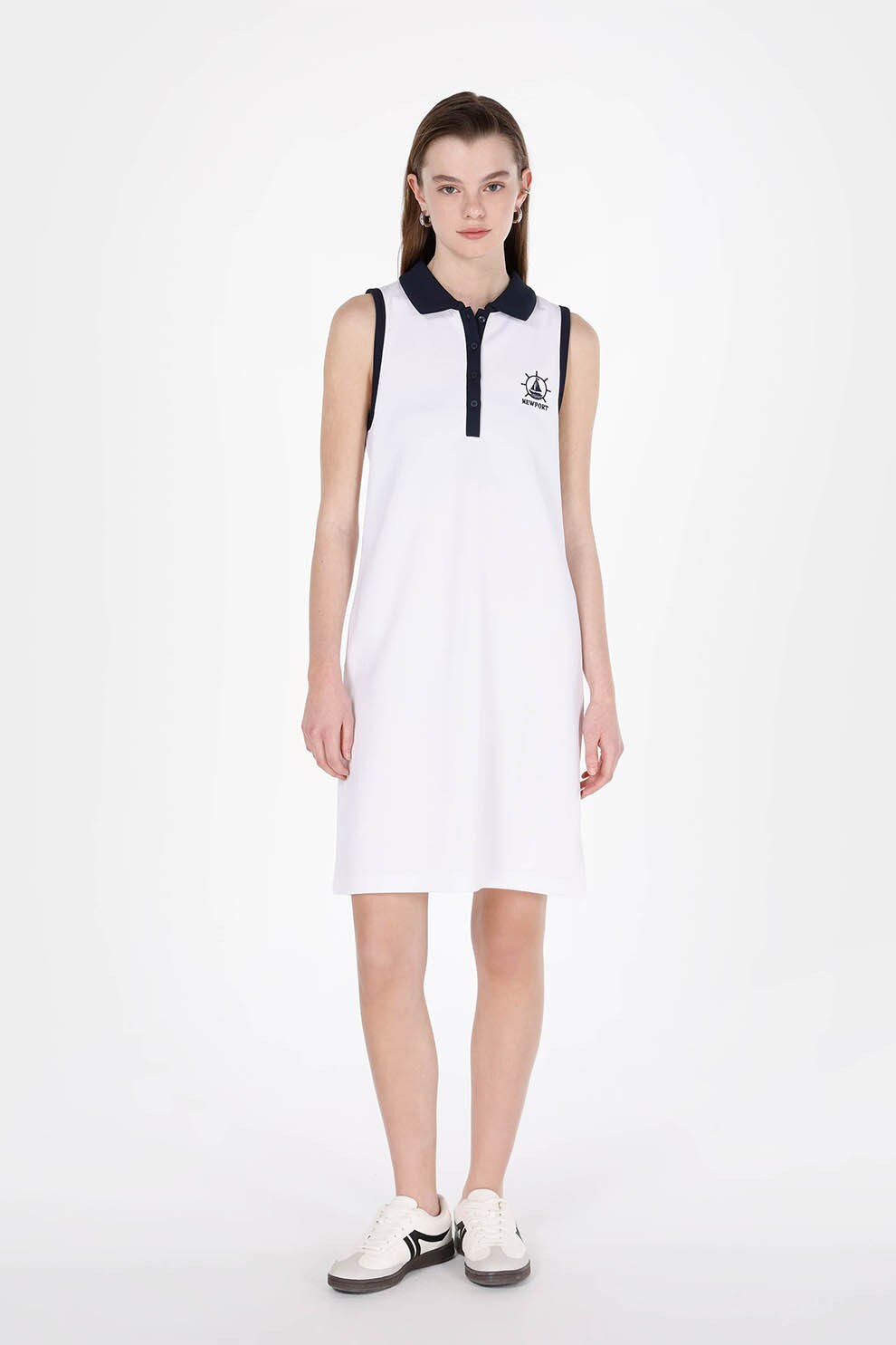 COLIN'S, Rochie polo dreapta, Negru, Alb optic, S