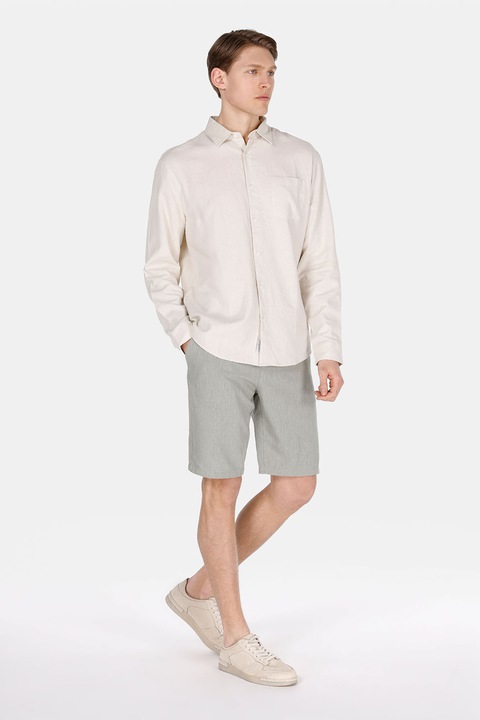 COLIN'S, Pantaloni scurti din amestec de in cu talie ajustabila, Gri cenusiu