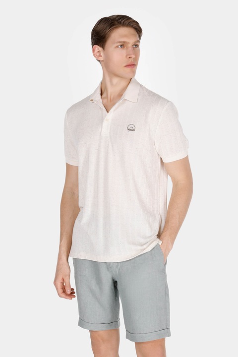 COLIN'S, Tricou polo din amestec de in, Bej deschis