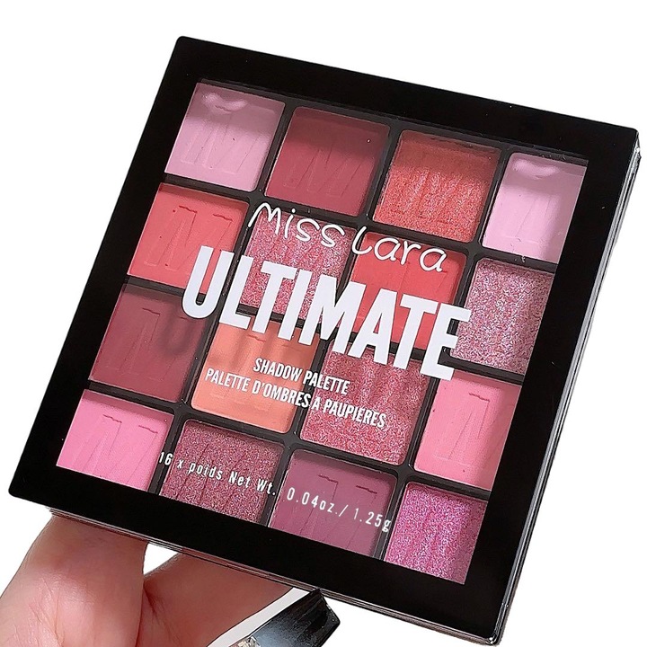 Fard de pleoape cu sclipici perlat rezistent la apa, Miss Lara, 16 culori, roz
