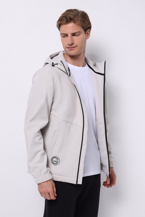 COLIN'S, Jacheta cu gluga si guler inalt, Gri deschis